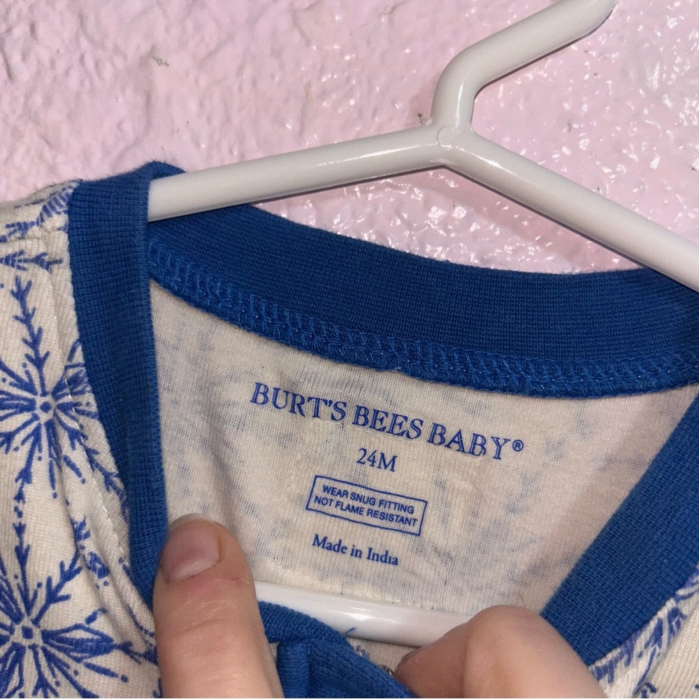 Burt's Bees Baby Cream and Blue Footed One Piece - Picture 2 of 2